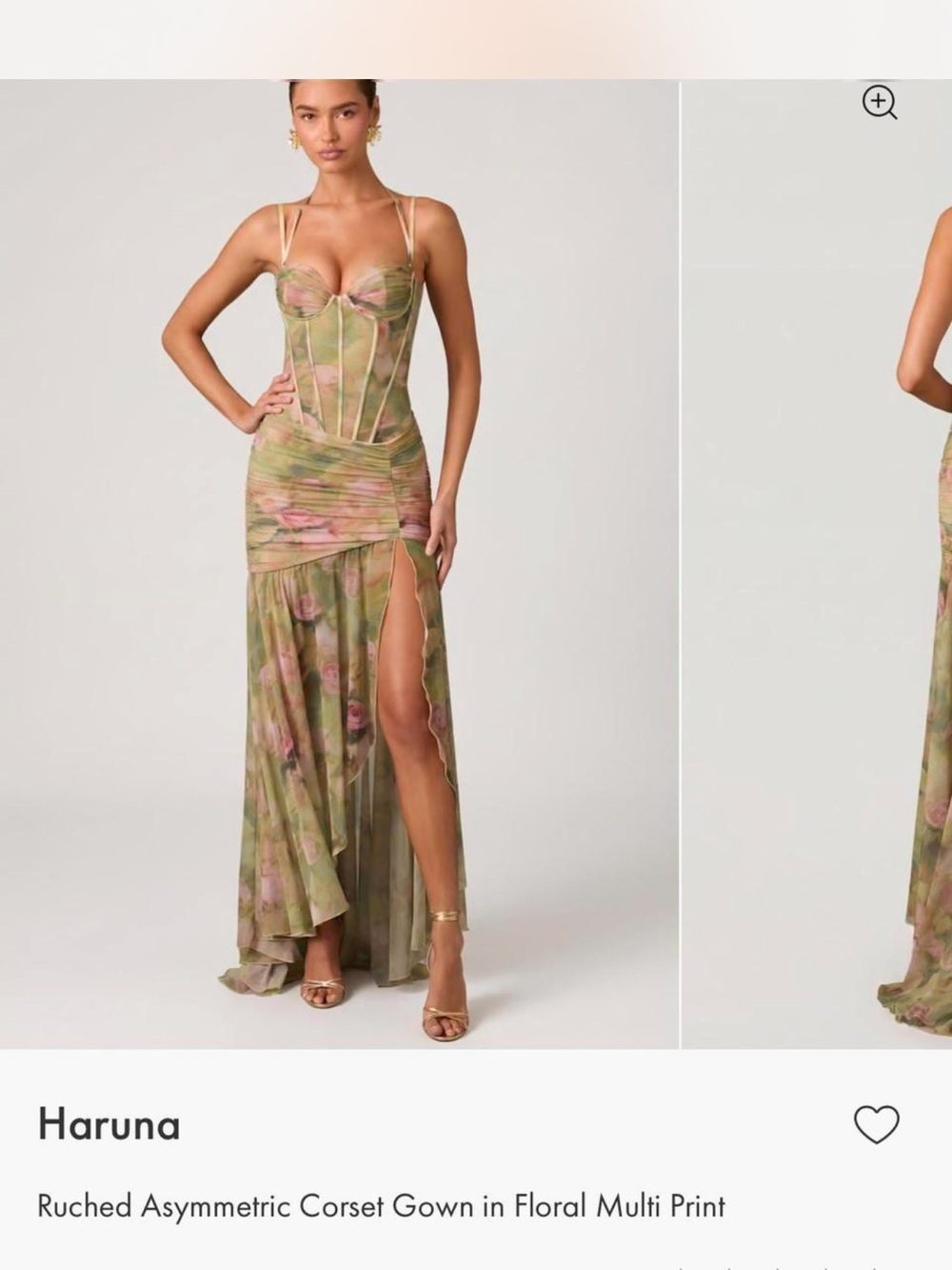 Oh Polly Green and Pink Floral Mesh Corset Maxi Dress - Picture 3 of 6